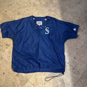 Starter Diamond Collection Seattle Mariners Pullover Anorak Jacket XL Blue